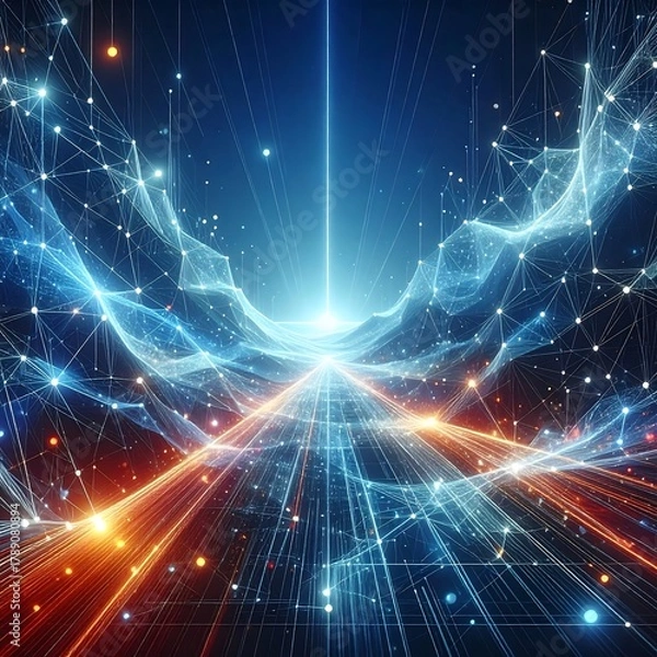 Fototapeta Abstract representation of interconnected data in a futuristic, digital space