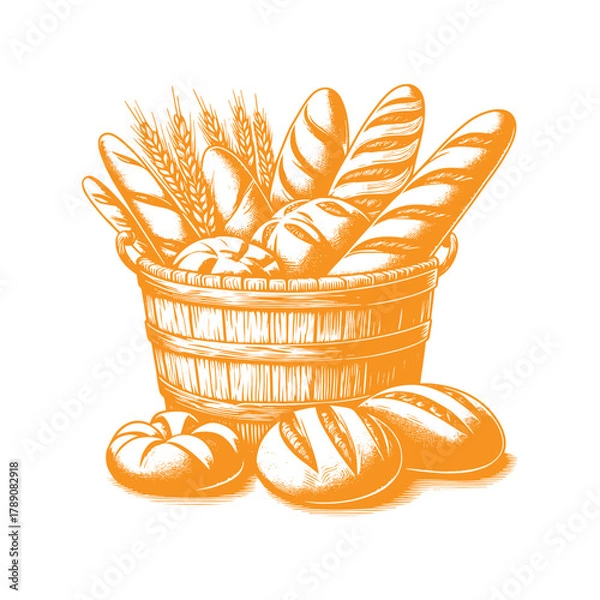 Obraz A basket overflowing with freshly baked bread