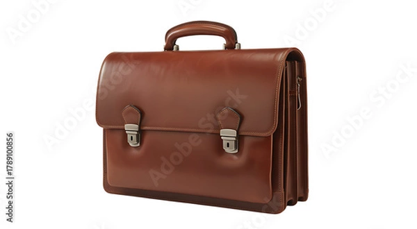 Fototapeta Isolated Brown Leather Briefcase 
