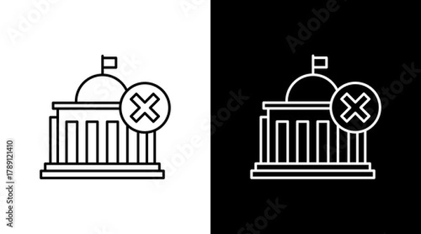 Obraz Closed Government Building  White Icon Set Design