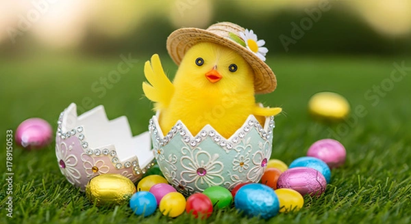 Obraz easter eggs and chickens