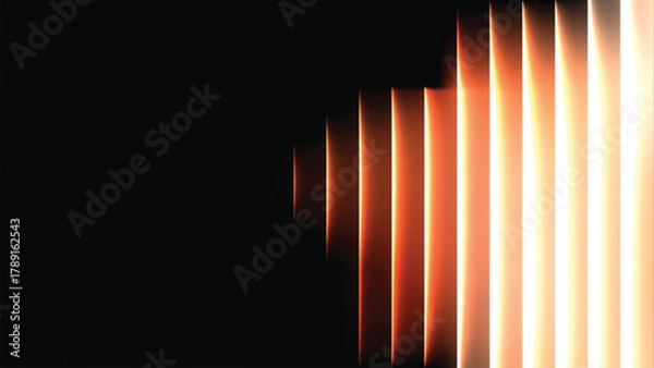 Fototapeta Glowing vertical bars abstract background black