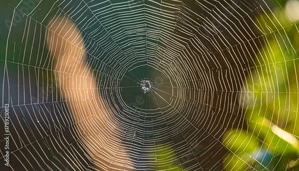 Obraz Close-up of a perfectly constructed circular arachnid creation, nature's design