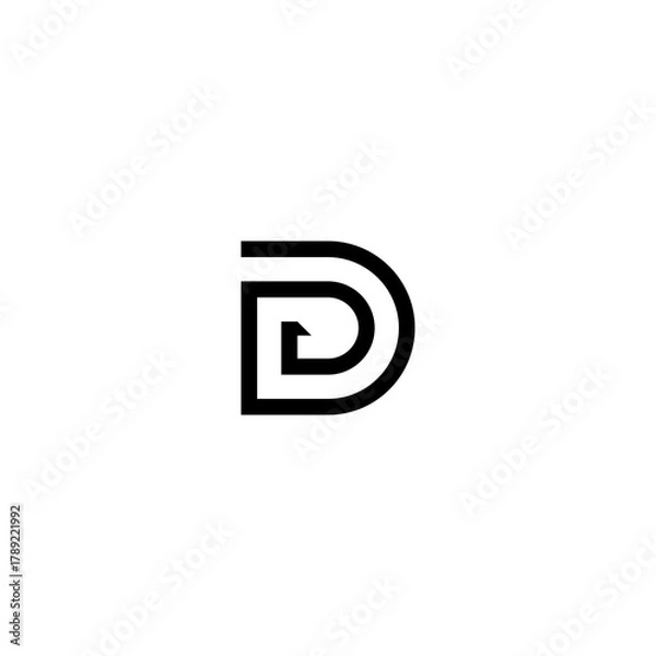 Obraz abstract D logo, simple contour design