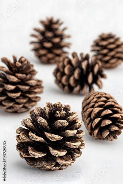 Fototapeta 3d pine cones isolated on white background
