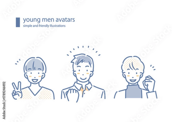 Obraz 目標達成を喜ぶ若い女性たち　シンプルでお洒落な線画イラスト