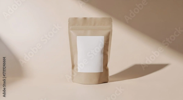 Fototapeta Premium Minimalist Tea Packaging Mockup with Natural Shadow and Matte Texture