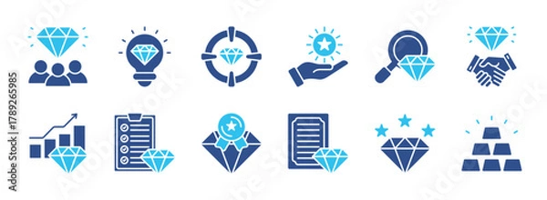 Obraz Value color icon set. Diamond, quality, success, achievement, gem, ideal, and more .Vector collection eps 10