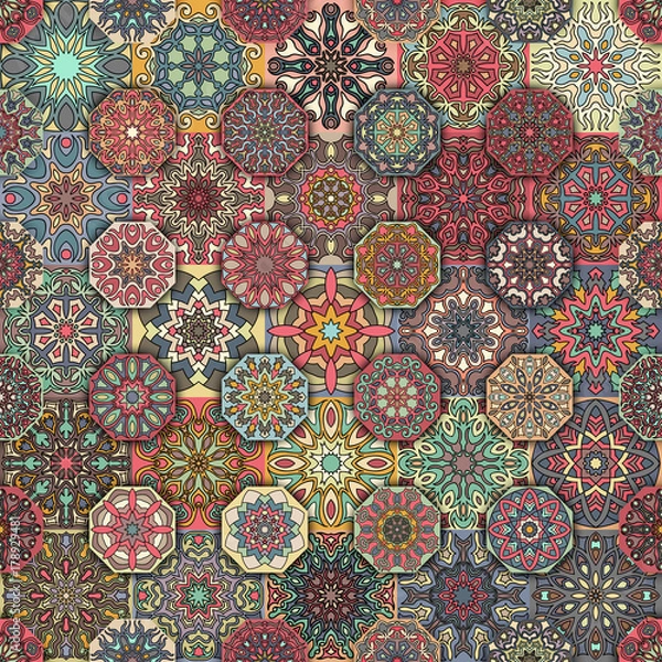 Fototapeta Seamless pattern. Vintage decorative elements. Hand drawn background. Islam, Arabic, Indian, ottoman motifs. Perfect for printing on fabric or paper.