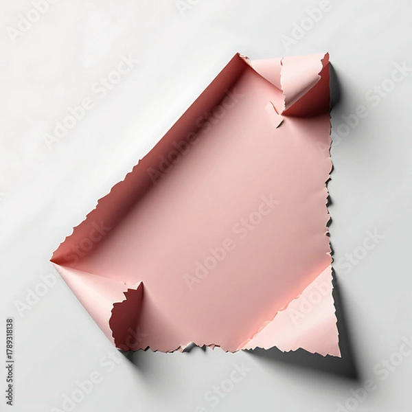 Fototapeta High‑resolution aesthetic torn paper scrap texture with natural edges, soft shadows, and realistic handcrafted details for creative design use (scrap (20))