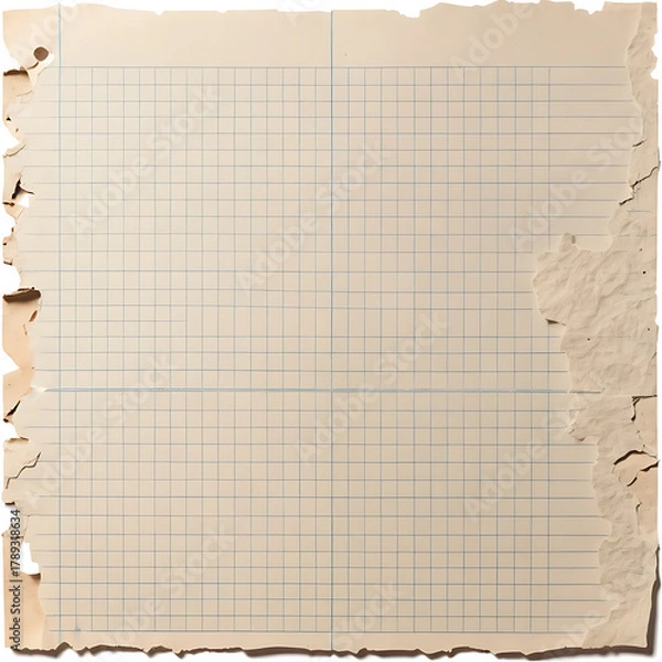 Fototapeta High‑resolution aesthetic torn paper scrap texture with natural edges, soft shadows, and realistic handcrafted details for creative design use (scrap (25))