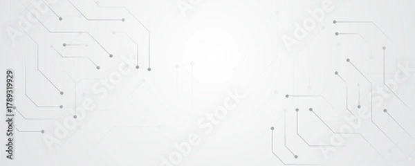 Fototapeta Circuit technology background. Electronic motherboard digital white banner. Hi tech circuit board design innovation concept