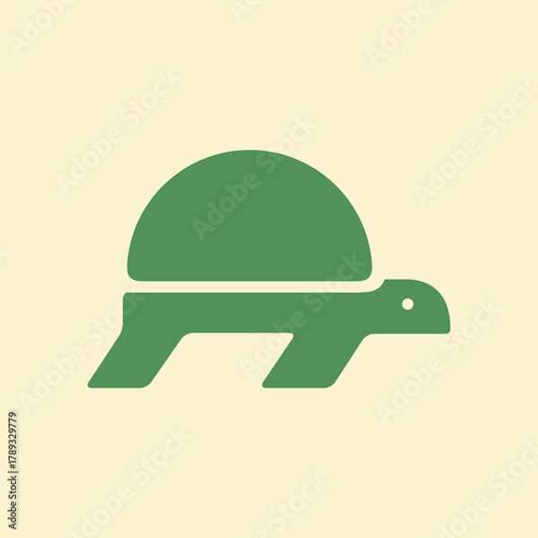Fototapeta Simple green turtle icon silhouette on a light background.