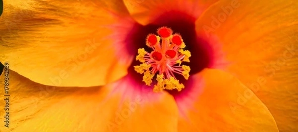 Obraz Close-up of a vibrant orange hibiscus flower in full bloom, macro shot