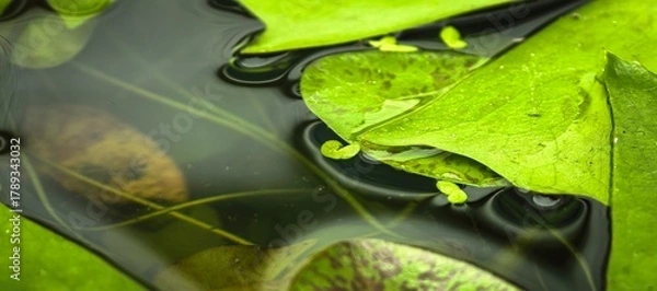 Obraz Close-up of lily pads floating on the surface of a pond