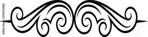 Obraz Elegant Black Swirl Divider Decorative Ornament Vector on Transparent Background