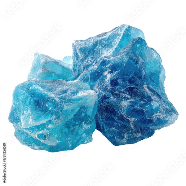 Fototapeta Chunks of luminous, translucent, deep blue mineral formation