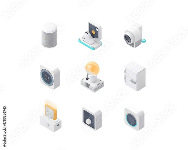 Obraz 3D smart home device icon set on transparent background