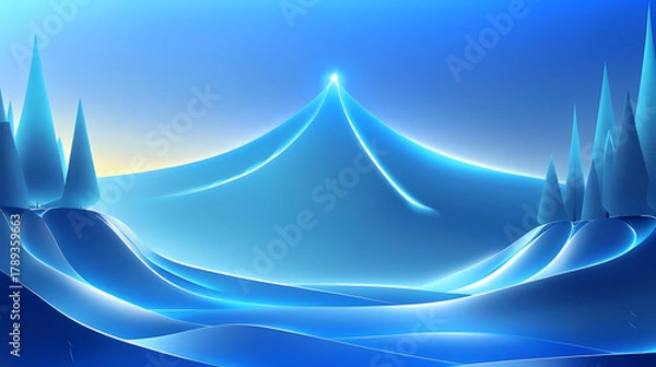 Fototapeta Breathtaking winter landscape with snow-covered mountains and frosted trees evokes peace and wonder, ideal for holiday promotions and seasonal campaigns