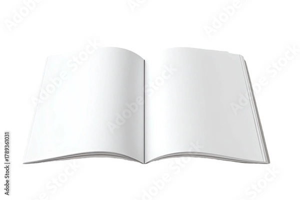 Fototapeta Open book with blank, white pages on dark background