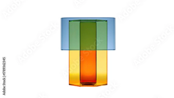 Obraz Abstract block structure, layered colors on black background