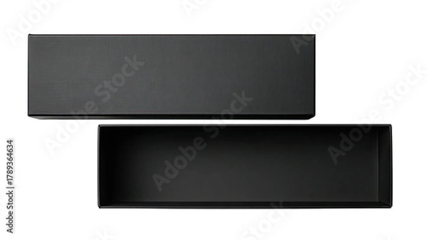 Fototapeta Open, matte dark grey rectangular box with detached lid