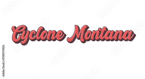 Fototapeta Red Retro Typgraphy Cyclone Montana on White Background Vector illustratin