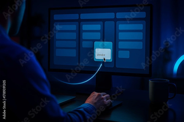 Fototapeta Person using a project management kanban board on a computer