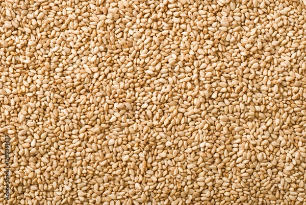 Obraz Food background of roasted sesame, top view.