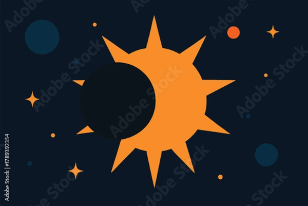 Fototapeta Minimal Solar Eclipse Concept with Clean Cosmic Geometry and Elegant Night