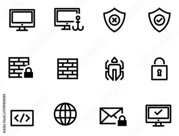Fototapeta Cyber Icon – Vector Technology and Digital Security Symbol