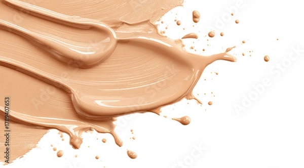 Fototapeta Beige foundation splatter on black