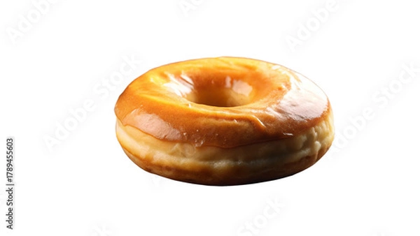 Fototapeta  classic-glazed-donut-on-dark-black-wooden-board isolated on white background