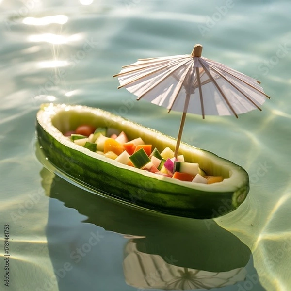 Obraz salad with avocado and cucumber