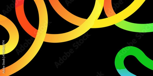 Fototapeta Abstract flowing ribbons of vibrant gradient colors on a solid black background