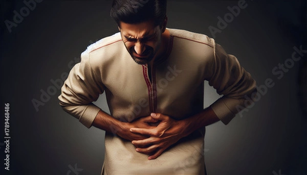 Fototapeta stomach pain with red glow