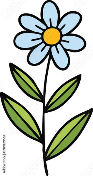 Fototapeta Hand Drawn Daisy Wild Flower Vector Illustration Minimal Botanical Design