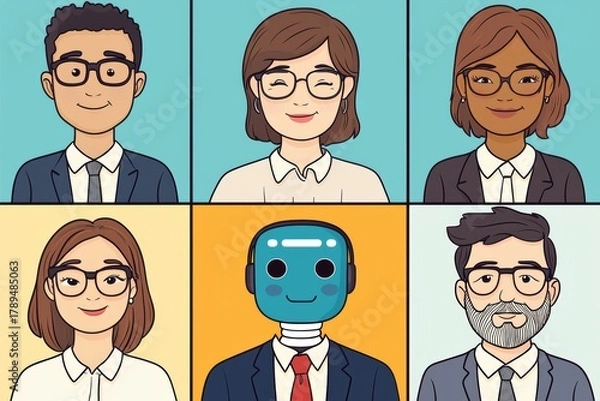 Fototapeta Visual assessment of diverse candidates in professional settings amidst instability