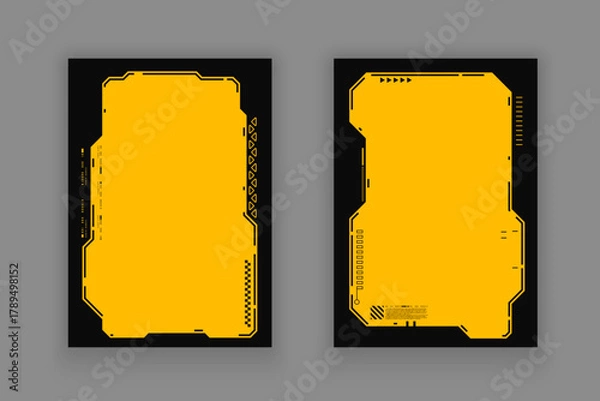 Fototapeta Abstract tech sci fi cover flyer template set design element.