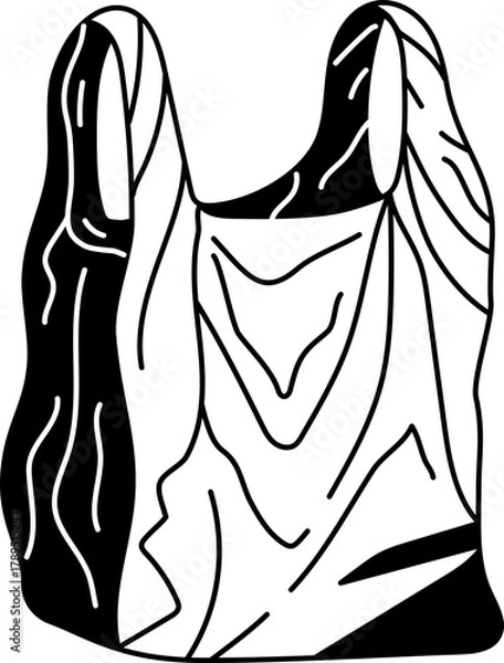 Fototapeta Solid line icon of plastic shopping bag, concept for pollution or plastic waste