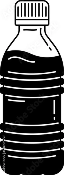 Fototapeta Solid line of plastic water bottle, often used in recycling and environmental topics