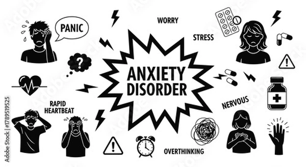 Obraz Understanding anxiety disorder symptoms and treatment options now vector