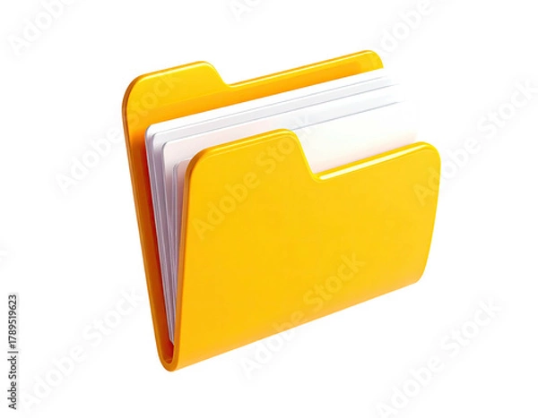 Obraz Glossy, yellow document folder filled with white papers