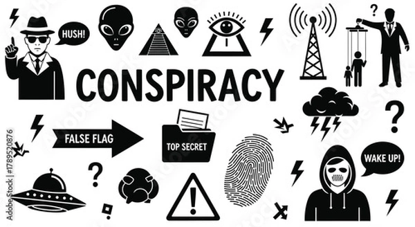 Obraz Conspiracy theories and secret society vector graphic illustration vector