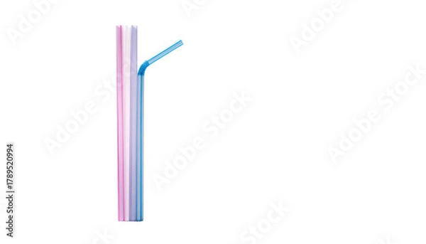 Fototapeta Flexible, bent drinking straw isolated on black background