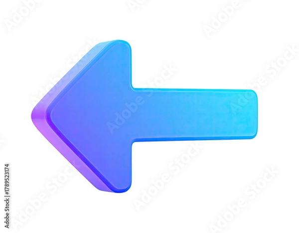 Fototapeta Shiny blue arrow pointing left, outlined, on a dark background