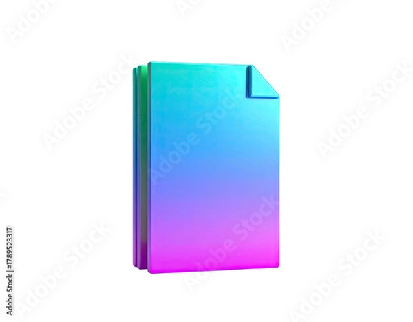 Fototapeta Gradient document with curled corner isolated against black