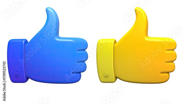 Fototapeta Like icons a blue one and a yellow one