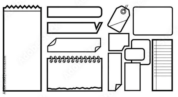 Obraz Vector bullet journal elements stickers notes paper tags banners vector