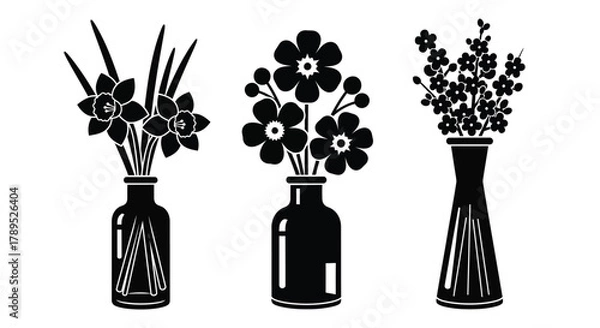 Obraz Black and white flower vase vector art design floral illustration vector